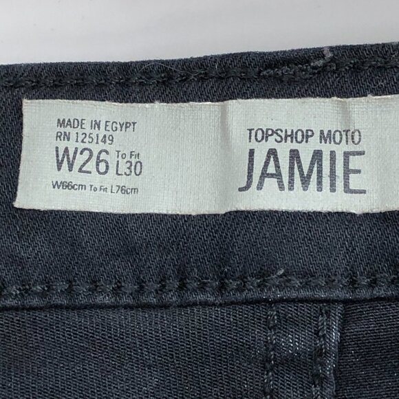 Topshop Black Distressed Knee Moto Jamie Skinny Jeans size 26 - Picture 4 of 16